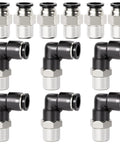 Elbow And Straight Push To Connect Fittings For Pneumatic Systems 5/32 Inch Tube OD X 1/8 Inch NPT Thread No Tools Needed Durable