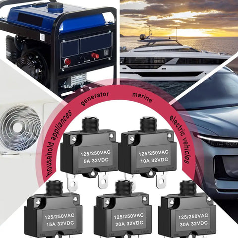 All In One Thermal Circuit Breaker Kit with No Fuss Push Button Manual Reset Overload Protector 5A 10A 15A 20A 30A in use