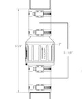 Front view diagram of PumpSpy CV-150 1-1/2 in silent check valve with Buna-N couplings and steel clamps