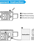 Component instruction for 2 Pack LED Exit Sign With Battery Backup And Emergency Lighting UL 924 120 277 VAC Dual Adjustable Head Lights