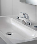 Bathroom with Chrome Centerset Bathroom Sink Faucet With Single Handle And Pop Up Drain No Fuss 4 Inch Centerset Fit