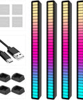 RGB Rechargeable Sound Control Lights With Voice Activated Music Rhythm, Ambient Mood Lighting For Car And Gaming Room Decor, Dope LED Accent Kit, 4 Pack