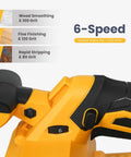 Badass Cordless Brushless Belt Sander With Six Variable Speed Settings And Raw Grip control dial for adjusting speed settings.