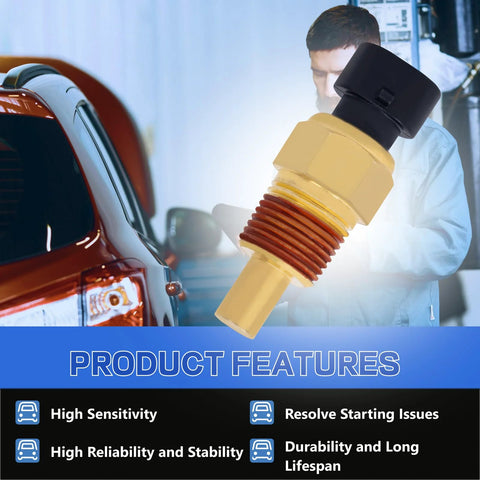 AcornTech 213-928 coolant temperature sensor with yellow threaded body and black cap