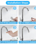 Installation steps for Smooth As Butter Kitchen Faucet Aerator Swivel Head Anti Splash Sink Filter with adapter use.