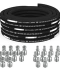 Beefed-Up 100 Feet 2 Wire 1/2 Inch Hydraulic Hose With 10 JIC 37 Degree And 10 NPTF Fittings, 4 Layer Steel Braided, Heavy Duty