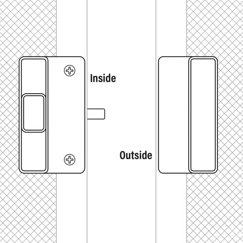 Diagram of Go-To 3 Inch Center Sliding Screen Door Latch And Pull Kit, Black Plastic With Steel Latch, Mortise Install