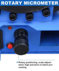 Close-up of rotary micrometer for precise scale adjustment on the No Hassle Manual Hydraulic Hose Crimping Tool.