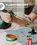 Person using a soldering iron with electronics, ideal for 332 Piece Computer Screw Kit With Iron Nickel Plating For HDDs CDROMs.