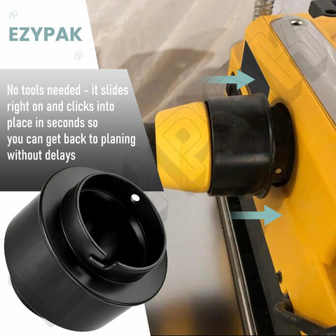 Durable Planer Vacuum Adaptor Replacement for DW735 DW735X Thickness Planers, black ABS material, installed on planer.