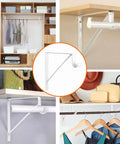 Rock Solid Heavy Duty Closet Shelf And Rod Brackets Wall Mounted Storage Supports Built Like A Tank For Sweet Home Setups in white, showcasing L shape design and functionality.