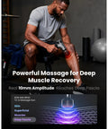 Athlete using T2 Ultra Percussion Massage Gun With Heated Infrared Red LED Therapy For Deep Tissue Muscle Recovery