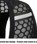 Close-up of Hydration Backpack Vest With Built In Water Reservoir Lightweight Running Pack's reflective stripe detail for safety.