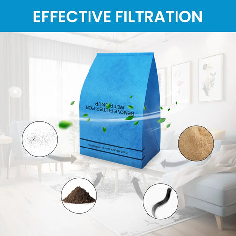 Image of a blue vacuum filter bag illustrating filtration effectiveness for 20 Pack Universal Wet Dry Vacuum Filter Bags For 2.5 To 5 Gallon Vacs Fits Craftsman 9-38737 Husky Bauer 3 Gallon WORKSHOP WS01025F MultiFit VF2000 And More Durable Micro Filters For Quick No Fuss Cleanup.