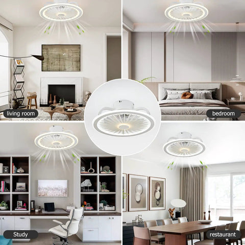 Low Profile Flush Mount Ceiling Fan With Lights And Remote Control, 18 Inch Modern Enclosed Indoor Fan in living room and more