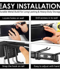 Installation process of 9 Piece Garage Slatwall Hook Kit with 6 Double Utility Hooks and 3 Mounting Plates shown step by step.