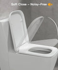 Durable White Square Toilet Seat Featuring Smooth Soft Close Lid And Quick Release Mounts Built From Chip Resistant Polypropylene For Quiet Drops and Easy Peasy Bathroom Cleanups, showing soft close feature.