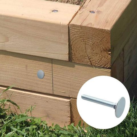 Badass Zinc Plated Steel Elevator Bolts With Flat Washer Heads Providing Heck Of A Grip For Heavy Wood Construction And Deck Building 1/4-20 X 2 Inch Fasteners Pack Of 20 showing installation on wooden beam.