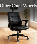 3 Inch Rubber Chair Casters Replacement Set Of 5 With Universal 11mm Stem For Most Office Chairs Gaming Chairs Computer Chairs And Desk Chairs Heavy Duty Wheels For Hardwood Floors And Carpet on an office chair in a room