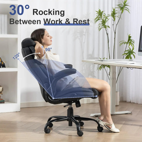400 Lbs Capacity Big And Tall Leather Executive Office Chair With Padded Flip Up Armrests swiveling in home office setup