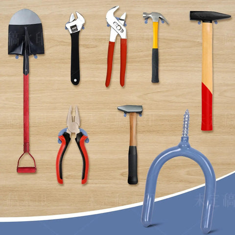 Heavy Duty Steel U Hooks 12 Pack With Anti Slip Coating For Garage Storage And Organization displayed with various tools