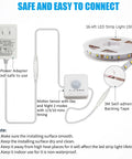 Diagram showing Motion Activated LED Strip Lights 16.4 Ft For Under Cabinet And Kitchen Dope Bright White Plug In 12V components.