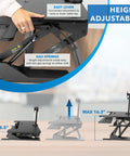 Height adjustment feature of Dual Monitor Standing Desk Converter with gas springs and manual lift mechanics.