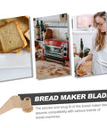 Composite image of toasted bread, a red toaster oven, a person making toast, and a stirring paddle replacement for bread maker no fuss kneading.