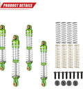 Lengthened Fifty Nine Millimeter Aluminum Oil Filled RC Shock Absorber Upgrade With Three Spring Options shown in green alloy
