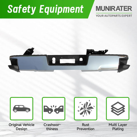 Rear bumper assembly chrome without park assist sensor holes for 2014-2018 Silverado Sierra 1500