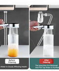 Before and after images using 40 Micron Brass Inline Washing Machine Water Filter, Reusable Sediment Filter, Anti Scale Hose Pre Filter For Water Heater, RV, Toilet Bidet, T Port And More.