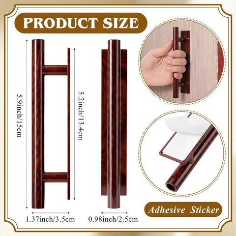 50 Pack Self Stick Drawer Pulls Stick On ABS Plastic Adhesive Cabinet Handles For Kitchen Doors And Furniture Reddish Brown Finish