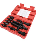 Thinking Process: 20pc motorcycle wheel hub bearing removal tool kit in red case with 7 steel collets, open view