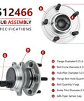 Diagram of Pair Rear Wheel Bearing And Hub Assemblies For Ford Focus 2012 2013 2014 2015 2016 2017 2018 Without Active Park Assist Wheel Hub Replacement Kit with specifications for flange, bolt circle, and hub pilot size shown.