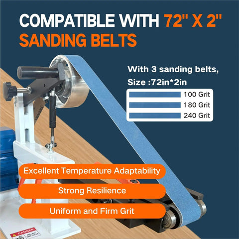 Beefy 2x72 Inch Belt Grinder Sander With Variable Speed Drive 1500W 2HP Motor Includes 3 Grinding Tool Sets And 3 Zirconia Corundum Sanding Belts For Metalworking And Knife Making Smooth Operation And Stable Tracking