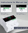 63A 110V Automatic And Manual Transfer Switch For Generator Backup Power And Gas Furnace DIN Rail Mount with LED display