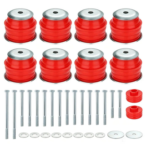 Ford F Series Super Duty Polyurethane Cab Mount Kit With Steel Sleeves And Hardware for 2008 to 2016 F250 F350 2WD 4WD Red