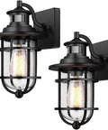 Set Of 2 Motion Sensor Outdoor Wall Lanterns No Brainer Setup Dusk To Dawn Waterproof Exterior Sconce With Seeded Glass Black Wall Mount Light Fixture For Porch Doorway And Garage E26 Socket Motion Activated, featuring black finish and seeded glass.