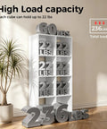 8 Cube Storage Organizer Stackable Modular Shelf For Living Room And Office Fits 11 By 11 Inch Bins displayed with load capacity