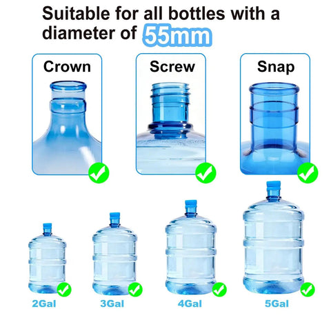 5 Pack Silicone Water Jug Caps for 3 and 5 Gallon Bottles, Upgraded Reusable Non Spill Lids for 55mm Standard Screw Crown Tops