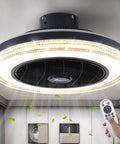 Bladeless Ceiling Fan With Lights Remote Control 21 Inch 3 Color Options 3 Speeds Enclosed Low Profile Flush Mount.