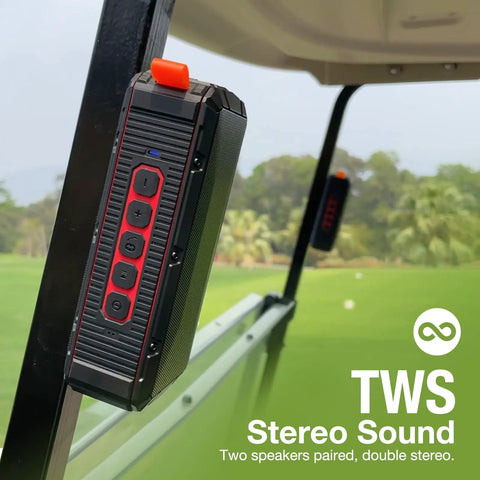 Magnetic Bluetooth Golf Speaker For Easy Golf Cart Mounting Wireless Waterproof IPX6 And Shockproof 3rd Generation on cart