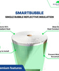 16 By 50 Feet Bubble Core Double Reflective Insulation Roll With 95 Percent Radiant Heat Barrier Vapor Shield for attic, garage, and shed use.