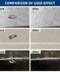 Comparison of used effect before and after using All In One Tile, Granite And Countertop Repair Kit For Chips, Dents, Cracks And Scratches.