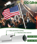 Sturdy 6 Foot Stainless Steel Garden Flag Pole Kit With Holder For Outdoor Use Includes 3x5 US Flag And Eagle Topper in use at an event