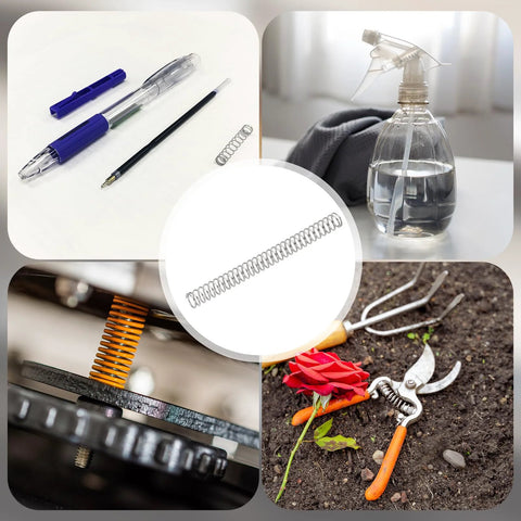 uxcell 10-pack stainless steel compression springs, 0.4mm dia x 4mm OD x 50mm, silver; for shop repairs.