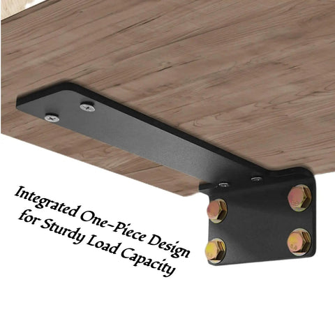 Heavy Duty Floating Shelf Brackets, Hidden Black L Brackets for wood walls, one-piece iron construction, underside view