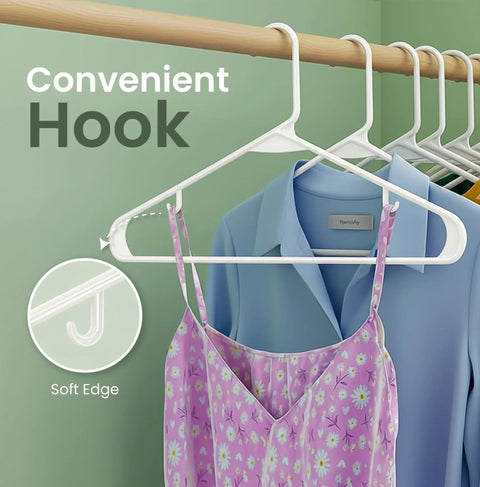 Slick White Plastic Hangers With Built In Strap Hooks 20 Pack For No Stress Closet Organization And Space Saving Wardrobe Storage Ditch The Clutter Today With These Top Shelf Everyday Essentials