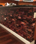 Rust Red Brick Self Adhesive Wallpaper Peel And Stick For Walls Fireplace Countertops And Doors 18 Inch Wide By 394 Inch Long Waterproof installed on kitchen counter wall