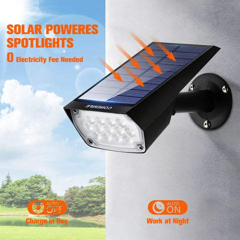 Solar Spot Lights Outdoor Six Pack Waterproof IP65 Wireless Wall Lights Dark Sensing Auto On Off For Garden Driveway Walkway